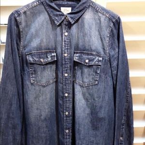 Denim western snap button down